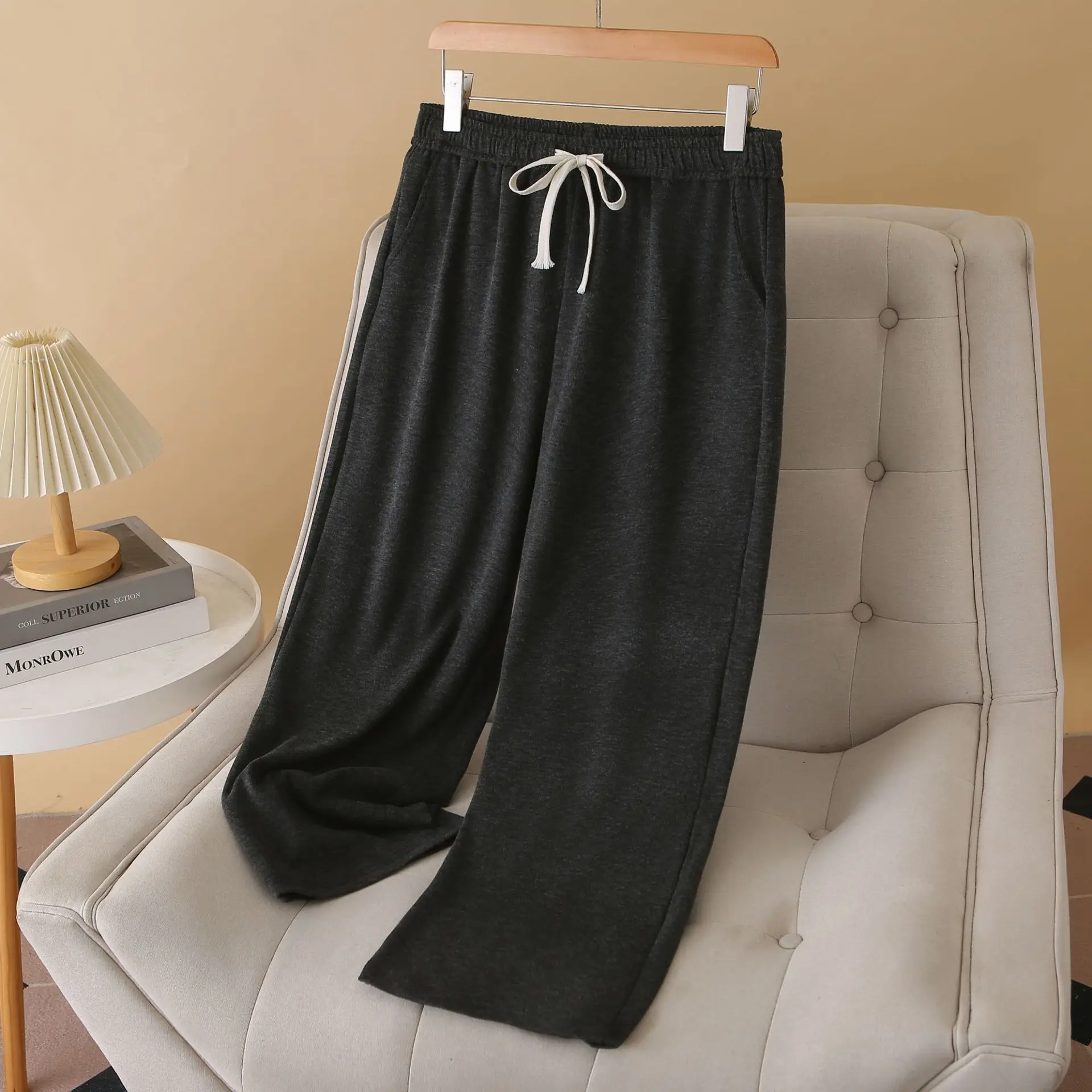 Plus Size Women's Straight Leg Pants 2025 Autumn New Style Simple And Casual Soft Drawstring Waist Trousers 666