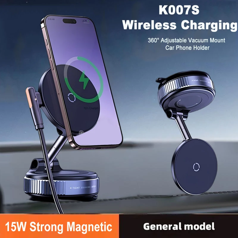 360-Grad drehbarer, faltbarer magnetischer Handyhalter, Vakuum-Saugnapf-Wireless-Ladegerät, tragbare Universalhalterung für Auto, Fitnessstudio