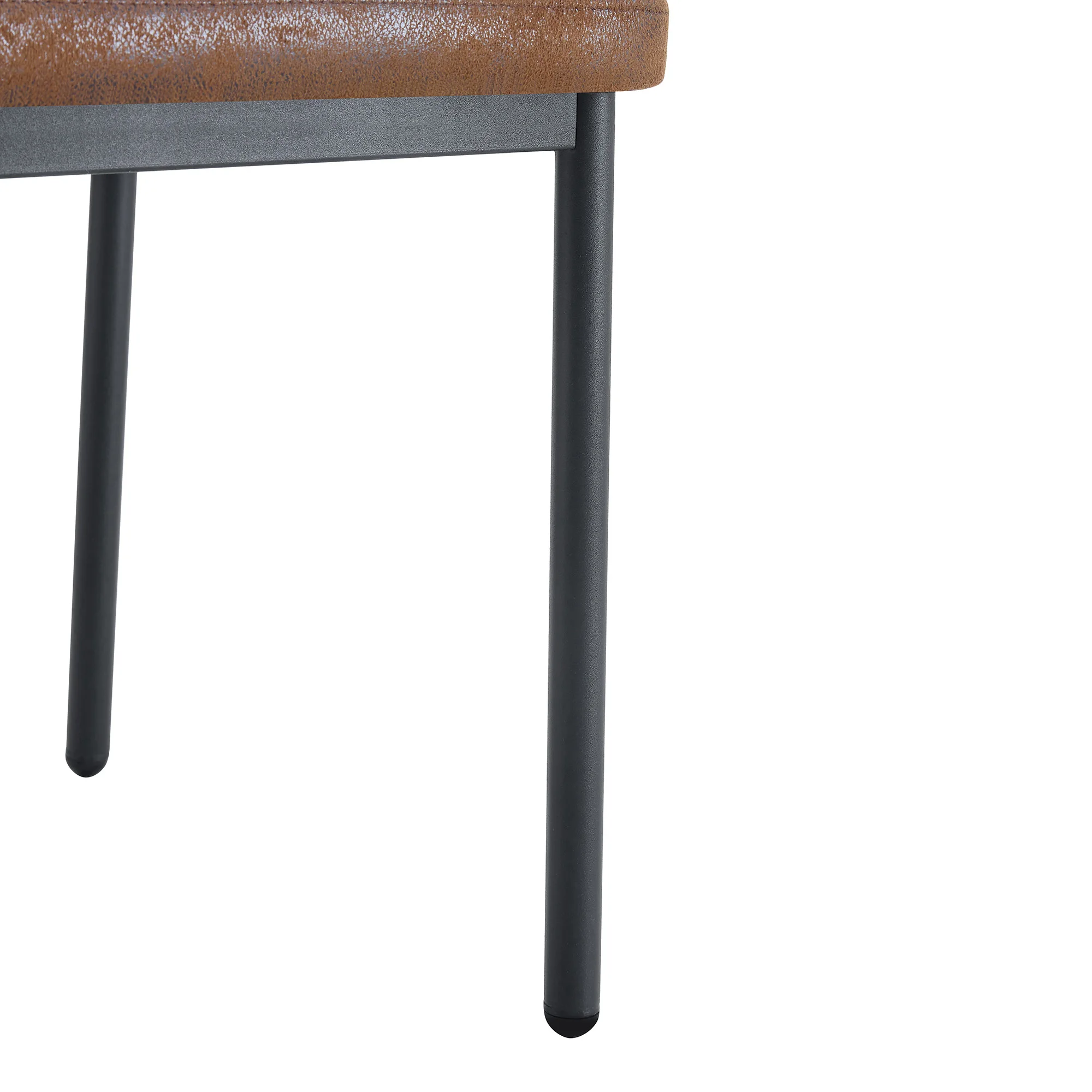 [4er-Set] Esszimmerstühle im leichten Luxus-Stil: Rückenlehne aus braunem Tech-Stoff mit vertikaler Prägung + schwarze Metallbeine. Geeignet – Detail 20