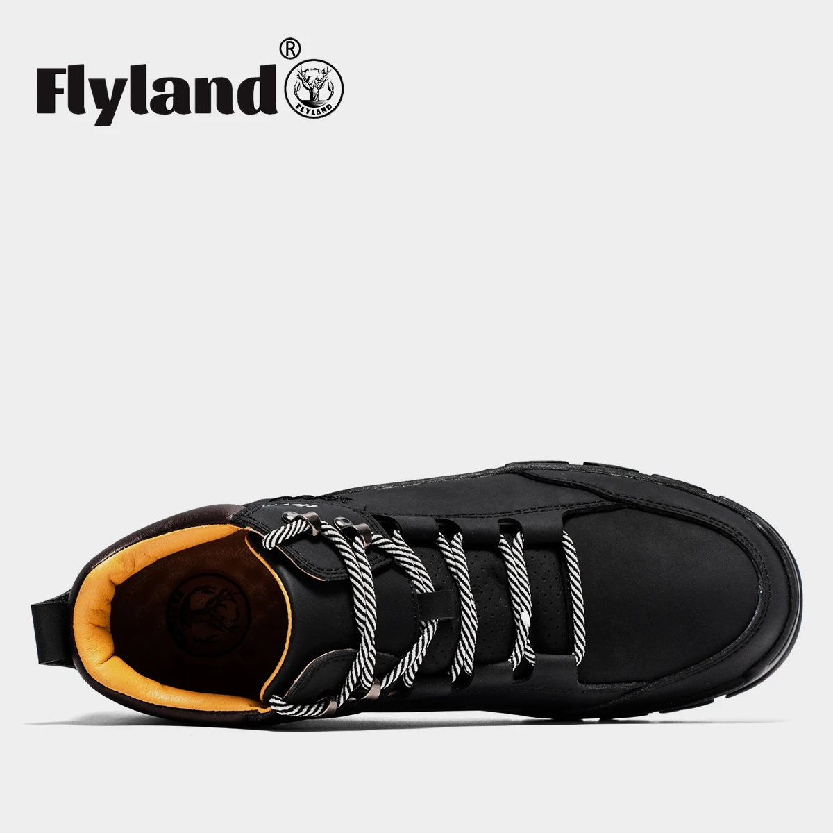 FLYLAND Men's Fashion Vintage Hand Stitching Soft Business Casual Leather Ankle Boots Handmade Shoes