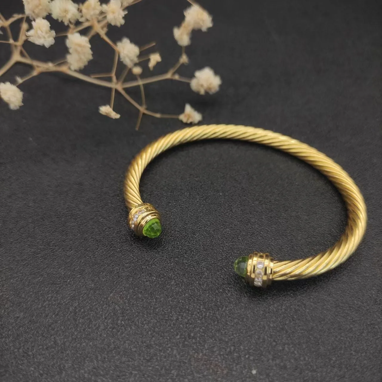 

European and American trend DY5mm colored diamond gold bracelet, stainless steel 18K gold bracelet, hip-hop rock fashion style