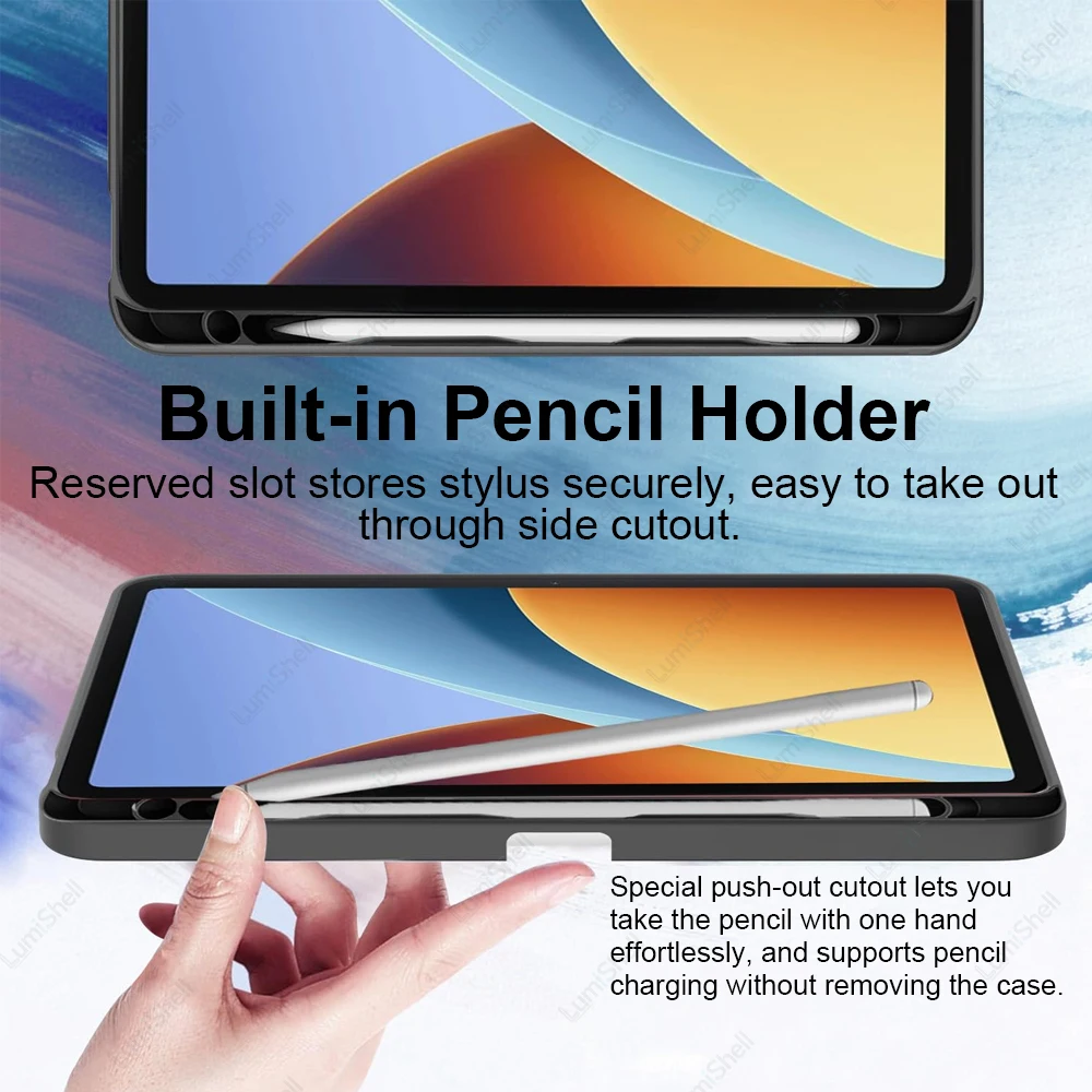 360° Rotating Stand Case with Pencil Holder and Auto Sleep/Wake - Acrylic Clear Cover