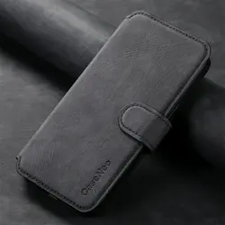 Leather Flip Wallet Case with Magnetic Closure for Poco X8 Pro (Black)