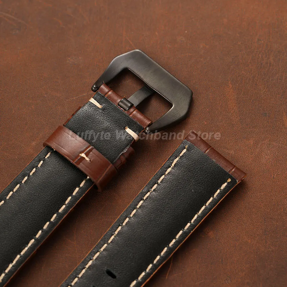 Men's Genuine Calfskin Leather Watch Strap - Durable & Comfortable Embossed Design