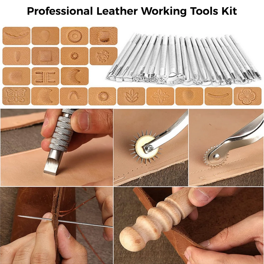 Leather Craft Working Tools Stitching Sewing Kit Repair Set Portable DIY Leather Working Supplies Stitching Groover Set Tools