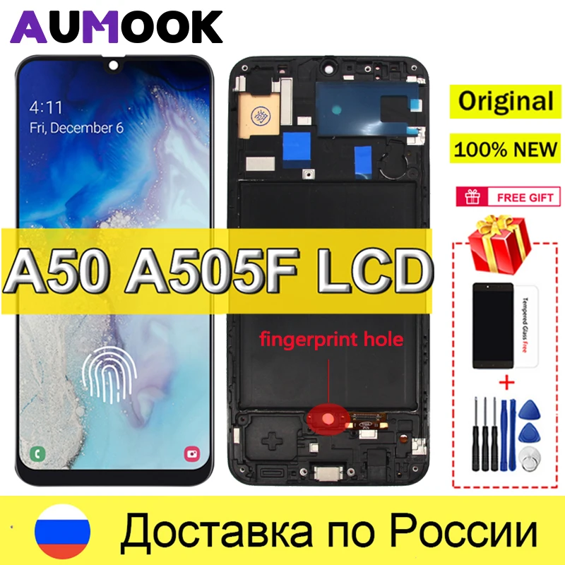 Display Lcd Super Amoled Da 6.4 "Per Samsung Galaxy A50 Display Touch Screen Digitizer Per Samsung A50 Sm-A505Fn/Ds A505F/Ds Lcd