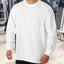 

T-shirt 2022 Men's Casual Long Sleeve T Shirt Loose Crew Neck Pullover Solid Color Fitness Sports Top Fashion Streetwear