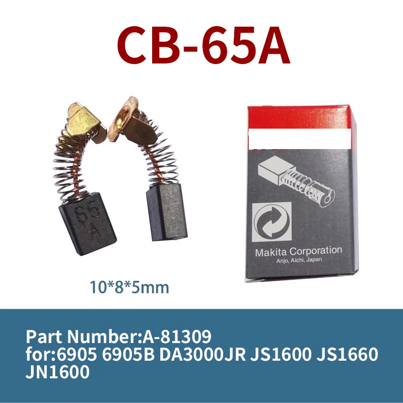 CB-65A Carbon Brush for Makita 6905 6905B DA3000JR JS1600 JS1660 Angle Grinder Electric Plate Handle Accessories A-81309