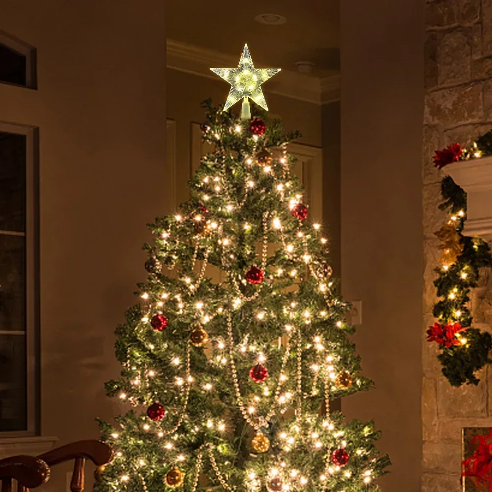 Festive LED Star Tree Topper - Illuminated Christmas Holiday Decoration