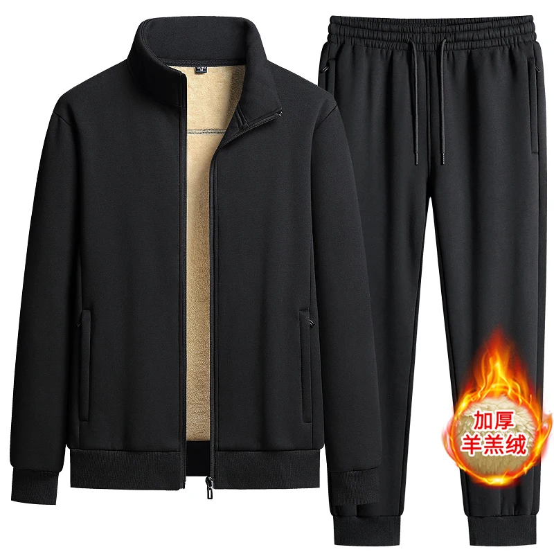 thumbnail image 1 of Conjunto deportivo de invierno para correr 2024, ropa deportiva para mantenerse abrigado, conjunto deportivo para hombre, traje de terciopelo, chándal grueso y cálido para hombre, 1 of 5