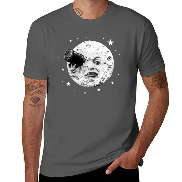 Camiseta de cara de luna para hombre, ropa vintage, paquete de camisetas de anime, Melies Rocket Journey to the Moon, nuevo 1