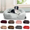 Plush square large dog bed for all seasons, comfortable and soft cat sofa bed with raised edges, removable plush cover dog bed,
