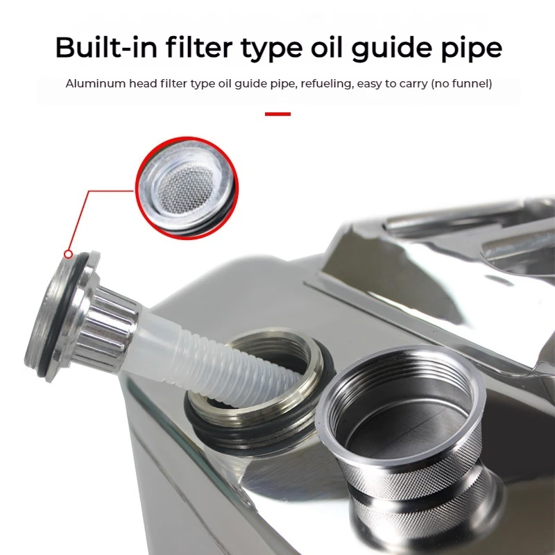3L/5L Motocycle 201 Stainless Steel Fuel Tank Spill Proof Oil Fuel Container Vehicle Gasoline Carrying Tank Car Accessories