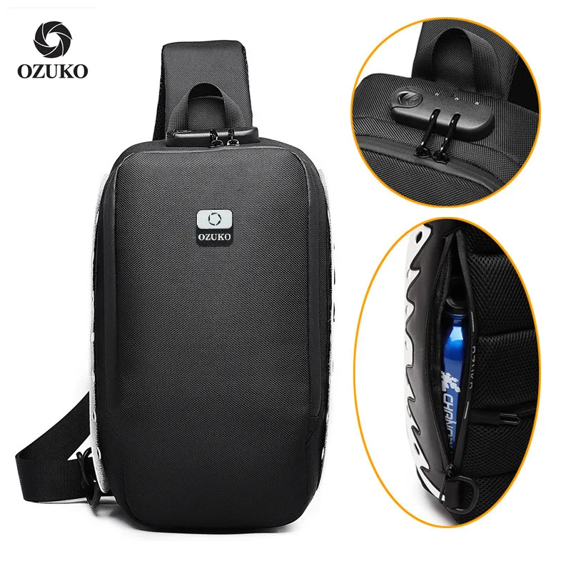 

OZUKO Crossbody Bag Men Shoulder Bag Anti-theft Splashproof Male Messenger Bags Fashion Reflective Sling Bag for Teenagers New