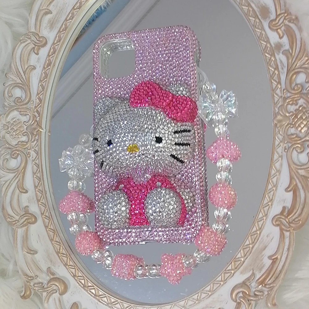 Rhinestone Bling Crystal Phone Case Chain For iPhone 11 12 13 14 Pro Max X Xs XR 7 8 Plus SE 2 3 10 Transparent Bumper Cover