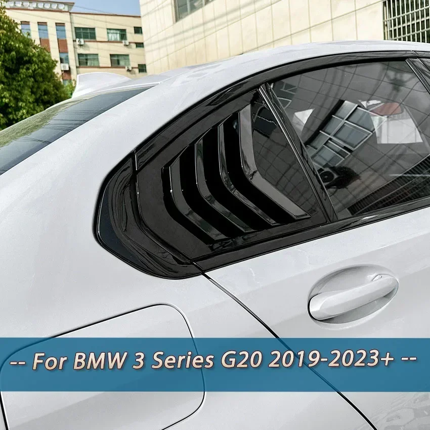 

2 шт. для BMW 3 серии G20 320i 325i 330i 2019 2020 2021 2022 2023 + Автомобильные задние боковые вентиляционные отверстия оконные жалюзи чехол затвора глянцевый черный