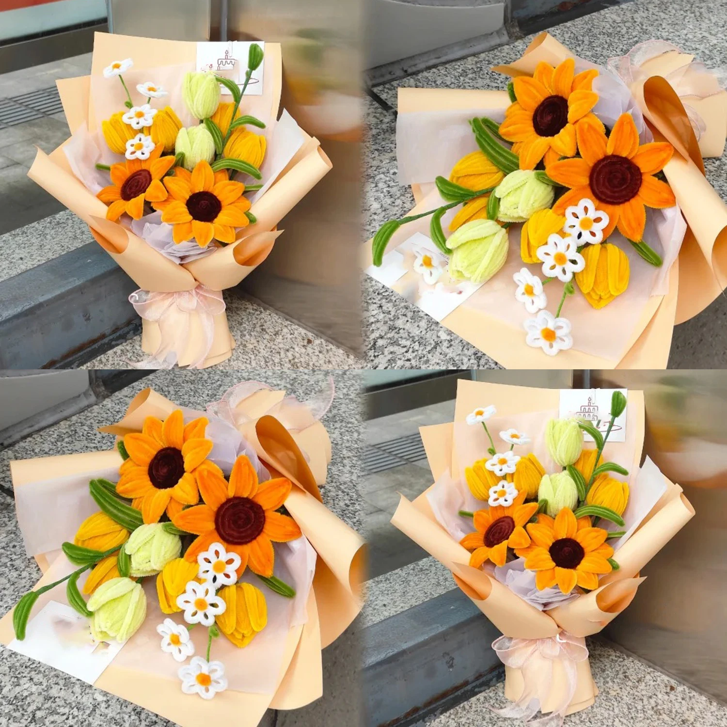 Sunflower Pipe Cleaners 280pcs Flower Stem Wire 20 Garden Tape 1 Warp Paper Silk Ribbon 2 Glue Stickers chenille pipe cleaners chenille craft supplies