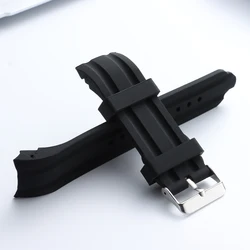 Curved End Silicone Waterproof Watch Strap - Soft & Thickened Bracelet - 18mm (Black)