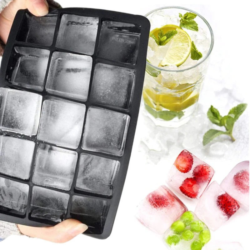 

15 Grid Silicone Ice Cube Mold Big Square Ice Cube Tray Mold Ice Cube Maker Non-toxic Durable Bar Pub Wine Ice Blocks Maker