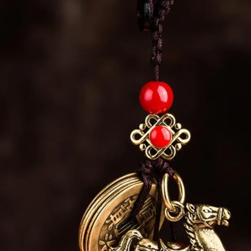 2026 Year Of Chinese Zodiac Horse Lucky Pendant Keychain Copper Feng Shui Wealth Key Ring Women Men Bag Charm Jewelry Gift
