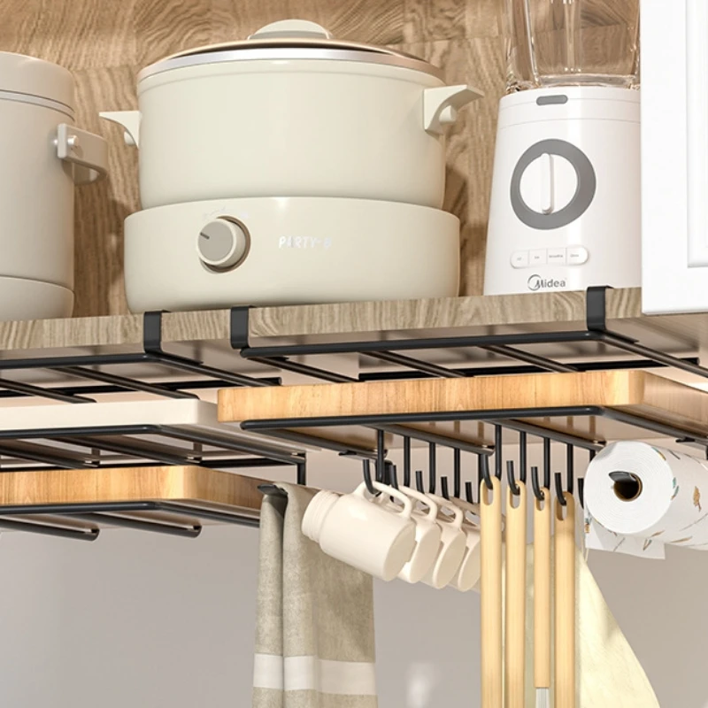 Stainless Steel Kitchen Hanging Cabinet Paper Towel and Rags Hanger Cutting Board and Pot Covers Holder Under Cupboard