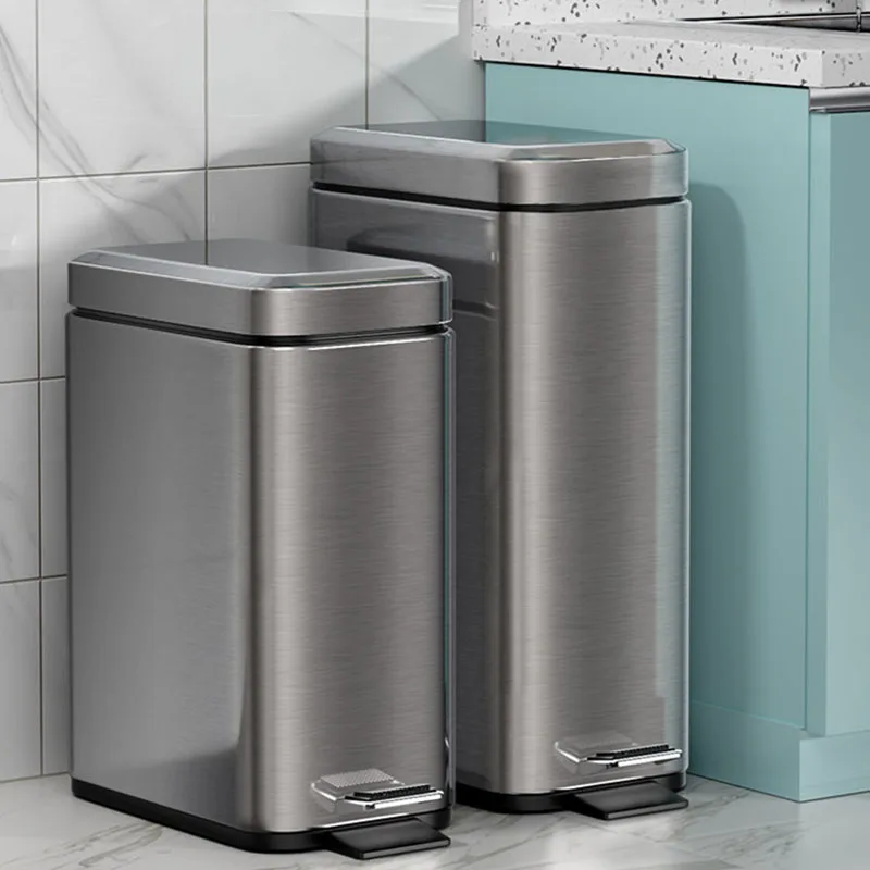 Stainless Steel Step Trash 5L Rubbish Bin For Kitchen And Bathroom Silent Trash Can Home Waterproof