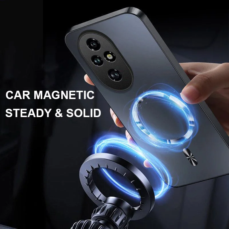 Magnetic Matte Silicone Shockproof Case with Wireless Charging and Hard PC Bumper