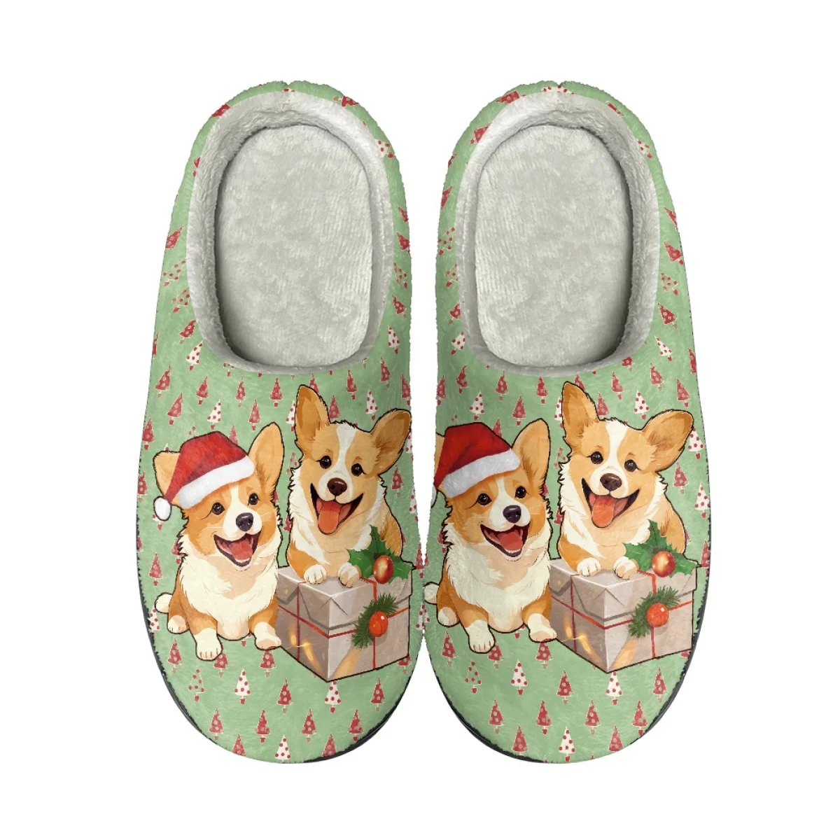 Winter Female Shoes Kawaii Cute Pet Corgi Design Cotton Slippers Women Household Indoor Warm Footwear Non-Slip Platform Slippers