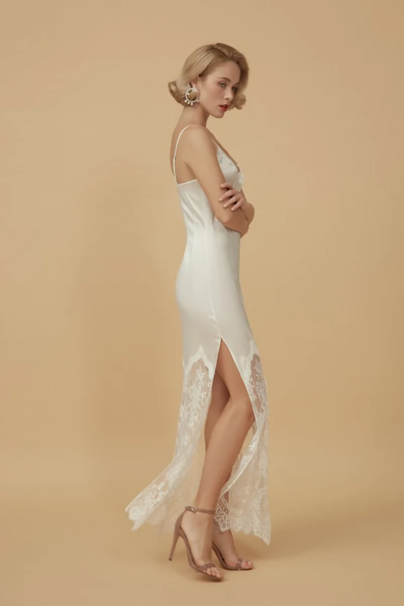 Sexy Lace Women's Nightwear, Elegant Silk Sleeveless Skin-Friendly Dressing Gown, Pajamas, Housecoat, Sleepwear Customized