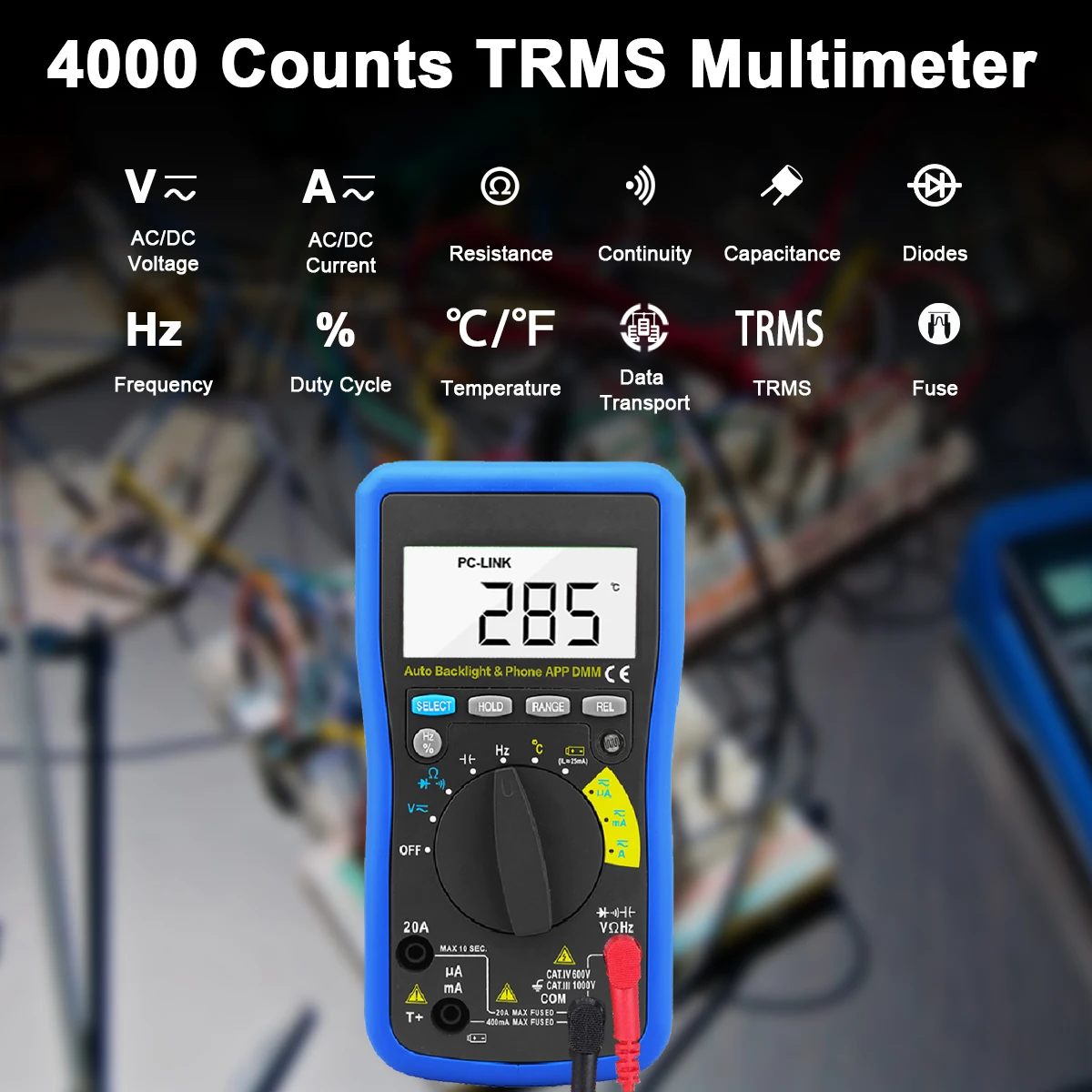 Multimeter Industrial instruments Multi functional measurement intelligence Bluetooth connection to mobile phone BTMETER