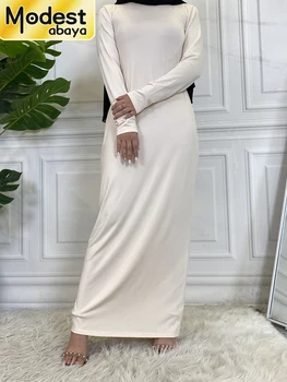 Modest Abaya Femme Casual Vestido Turtle Neck Hijab Inner Dress Muslim For Women Maxi Robe Caftan Turkey Kaftan Islamic Clothing