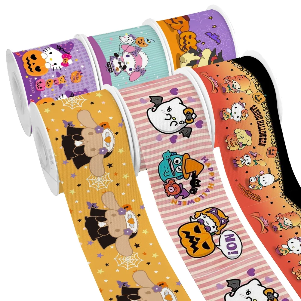 

Halloween Theme Sanrio Cartoon Kitty Cat Melody 10 Yards Printed Grosgrain Ribbon For Girl Head Wear Hair Bows Satin Ribbon