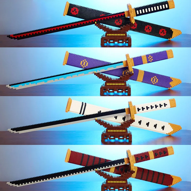Samurai Sword Cover Sword Building Blocks Ninja Blade Katana Anime Giapponese Butterfly Knife Bricks Giocattoli Per Bambini Per Adulti