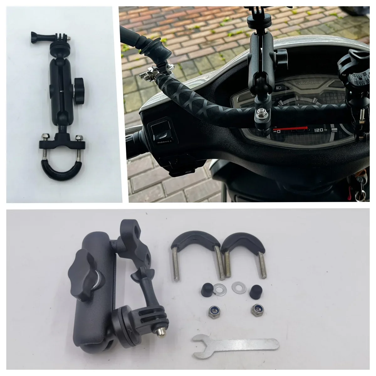 Support universel guidon moto pour GoPro 12/11/10, Insta360 X3, DJI
