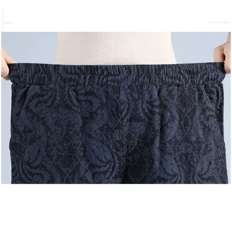 New Vintage Casual Spring Fall Mom Pants Oversize 4XL Loose Jacquard Bloomers Trousers Ankle-length Women High Wast Pantalones