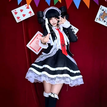 Costume Cosplay Dangaronpa Celestia Ludenberg, Set Completo Gotico Lolita per Donne, Halloween