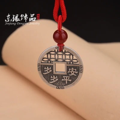 Silver jewelry retro style year-old safe baby pendant all-match fashion atmospheric trend men and women free shipping