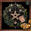 Pagan Altar Cloth with Star Pattern Vibrant Floral & Plants Vines Tarot Cloth For Divination Decor Witchcraft Oracle Cards Pads 3