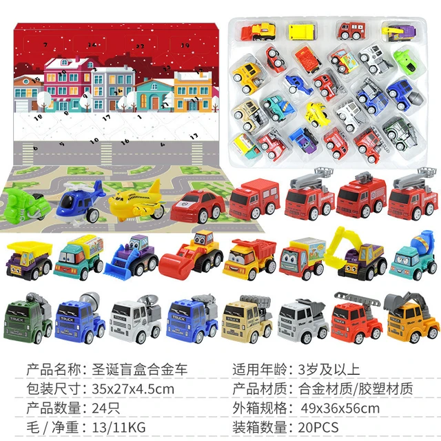 Cars Advent Calendar for Kids Boys 2022 Christmas 24 Pull Back Vehicles  Playsets Dinosaur/Crane Helicopter Tractor Construction - AliExpress