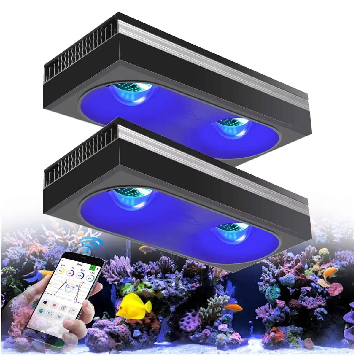 PopBloom RL180 WiFi Led Aquarium Reef Light 180W, Professional Full ...