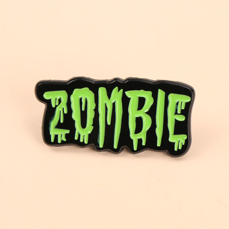 Horror Punk Logo Buchstaben Zombie Emaille Metall Lustige Anstecknadeln Broschen Abzeichen Rucksack Kleidung Schmuck Geschenk für Kinder Freunde