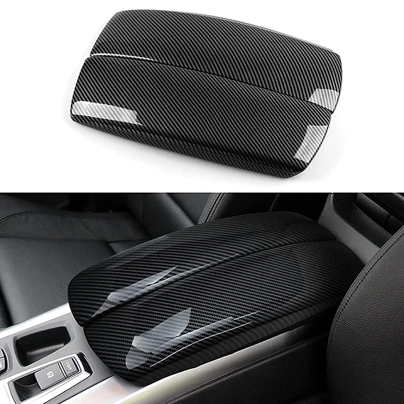 

2Pcs Carbon Fiber Look Car Center Armrest Box Cover Trim for BMW X6 E71 2008 2009 2010 2011 2012 2013 2014 ABS Accessories