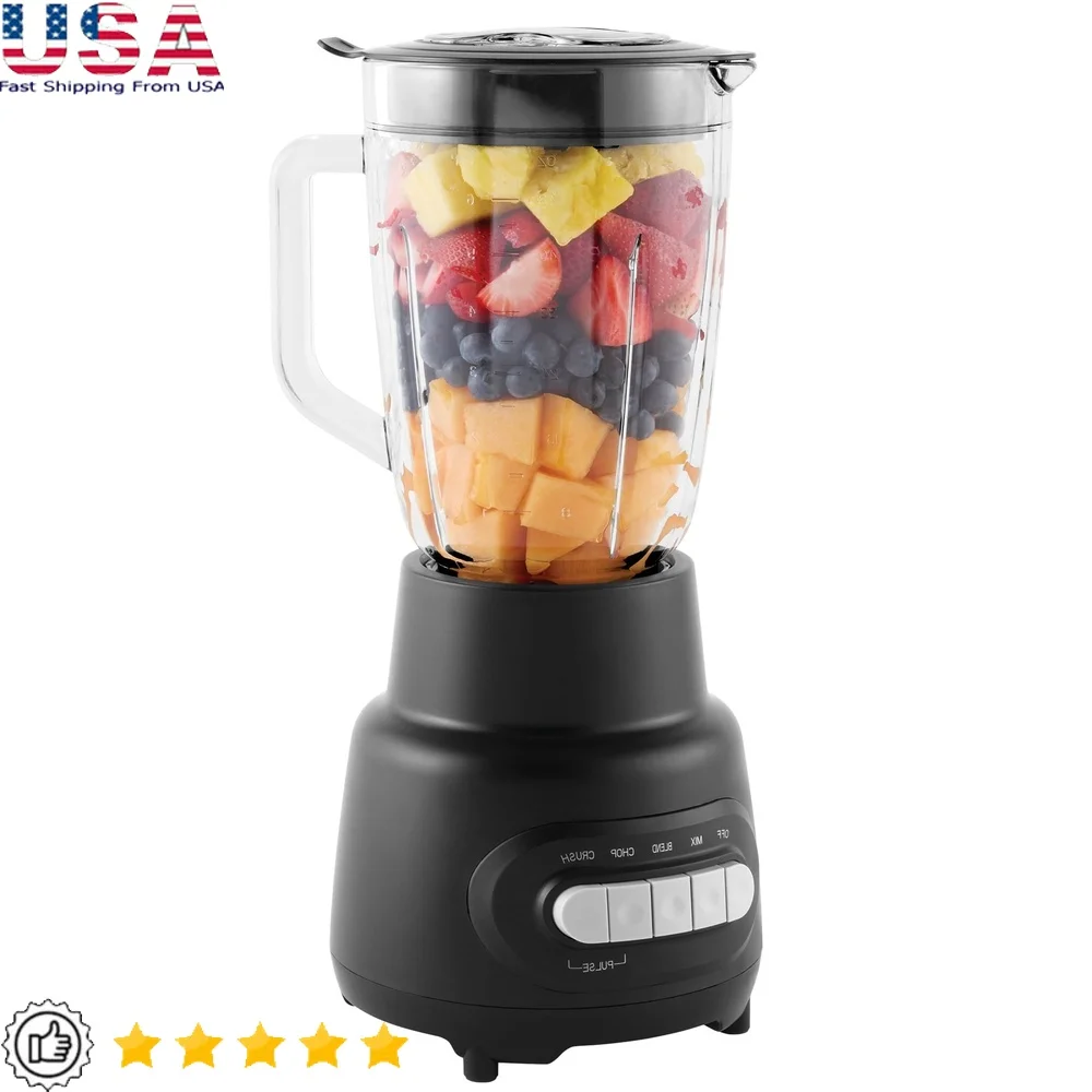 5-Speed Blender with 48oz Glass Jar & Stainless Steel Blades 1