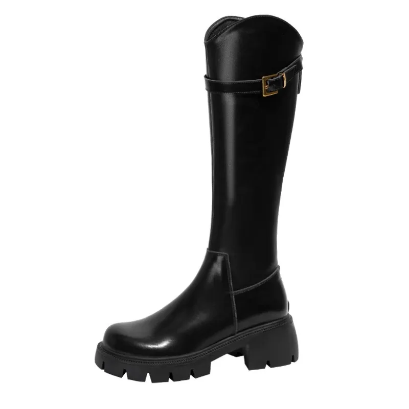 

Knee High Boots Women New Thick-soled Elastic Jockey Boots in Autumn 2023 Botas