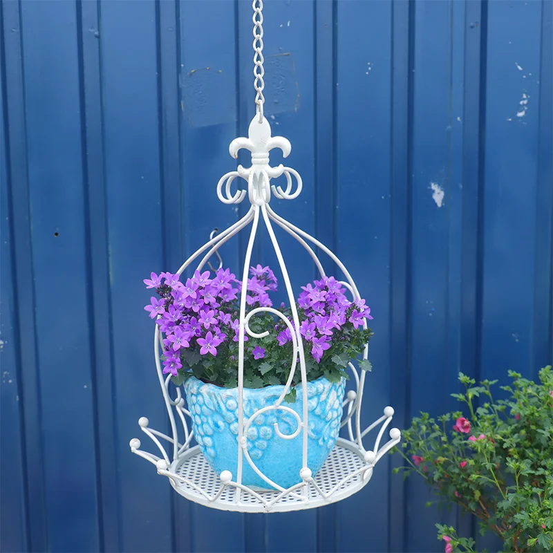 2-pack iron flower stand hanging basket indoor simple balcony rack outdoor garden courtyard succulent flower pot rack
