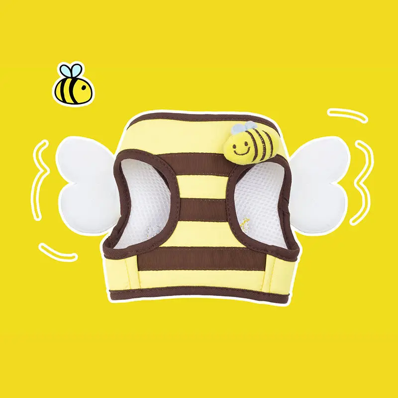 Ins New Bee Dog Chest Strap Cute Cartoon Vest Chest and Back Set Outdoor Walking Dog Leash Small Harness Cat Harness pet harness leash set pet harness set pet leash set
