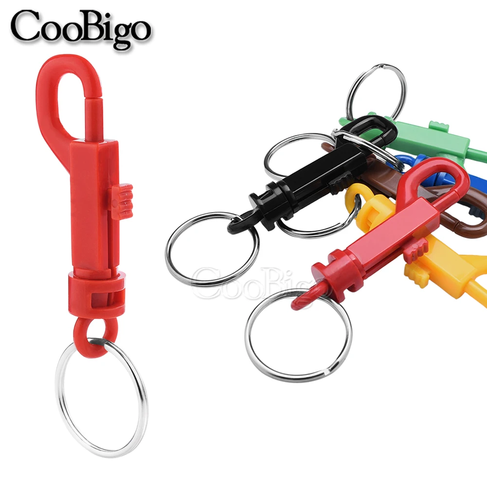 10pcs Plastic Snap Hook Rotary Cord Hole Split Keychain O