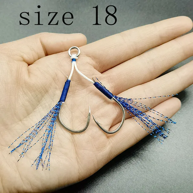 10pair Assist Hook Solid Ring JigLure Jigging Fishjig Double Pair