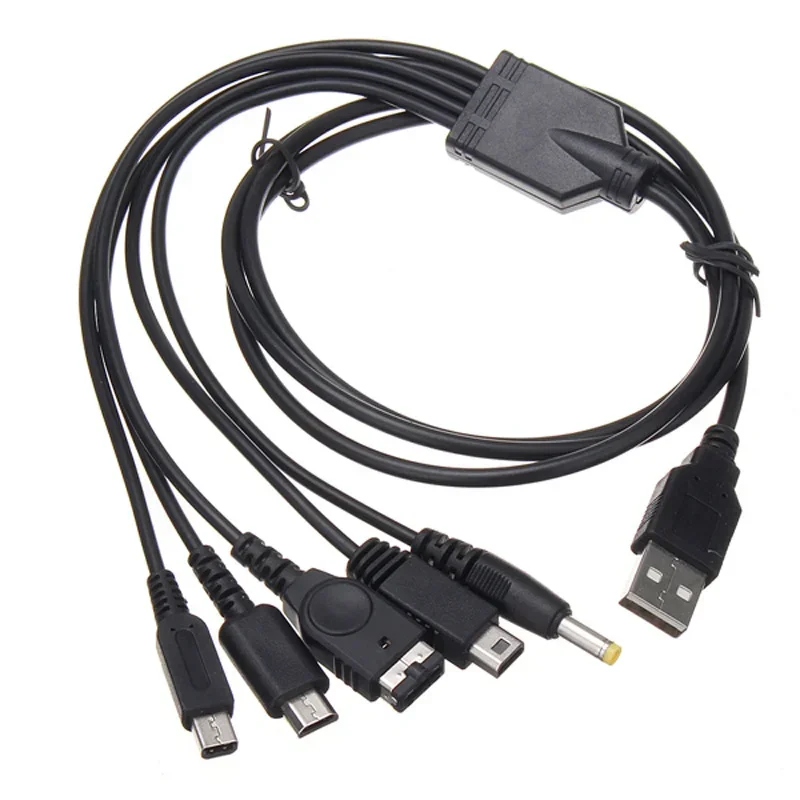 FOR 1.2M Cable Fast Charging 5 In 1 USB Game Charger Cord Wire for Nintendo New 3DS XL NDS Lite NDSI LL Wii U GBA PSP jcd top bottom lower lcd display screen for nintend nds ndsl ndsi for 3ds new 3ds ll xl for gba sp repair parts display panel