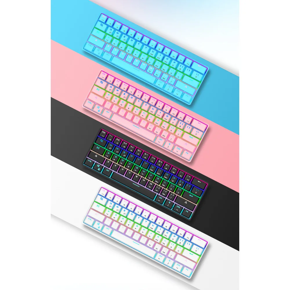Wireless keyboard Bluetooth the third mock examination 61 RGB green axis mobile tablet notebook desktop game mechanical key_voghion.com